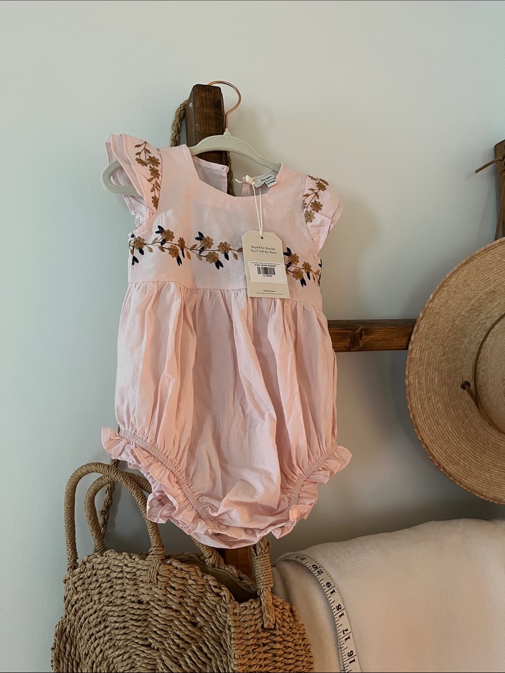 Ivy City Co Baby Hattie Romper Pink Embroidered Floral Baby One-Piece